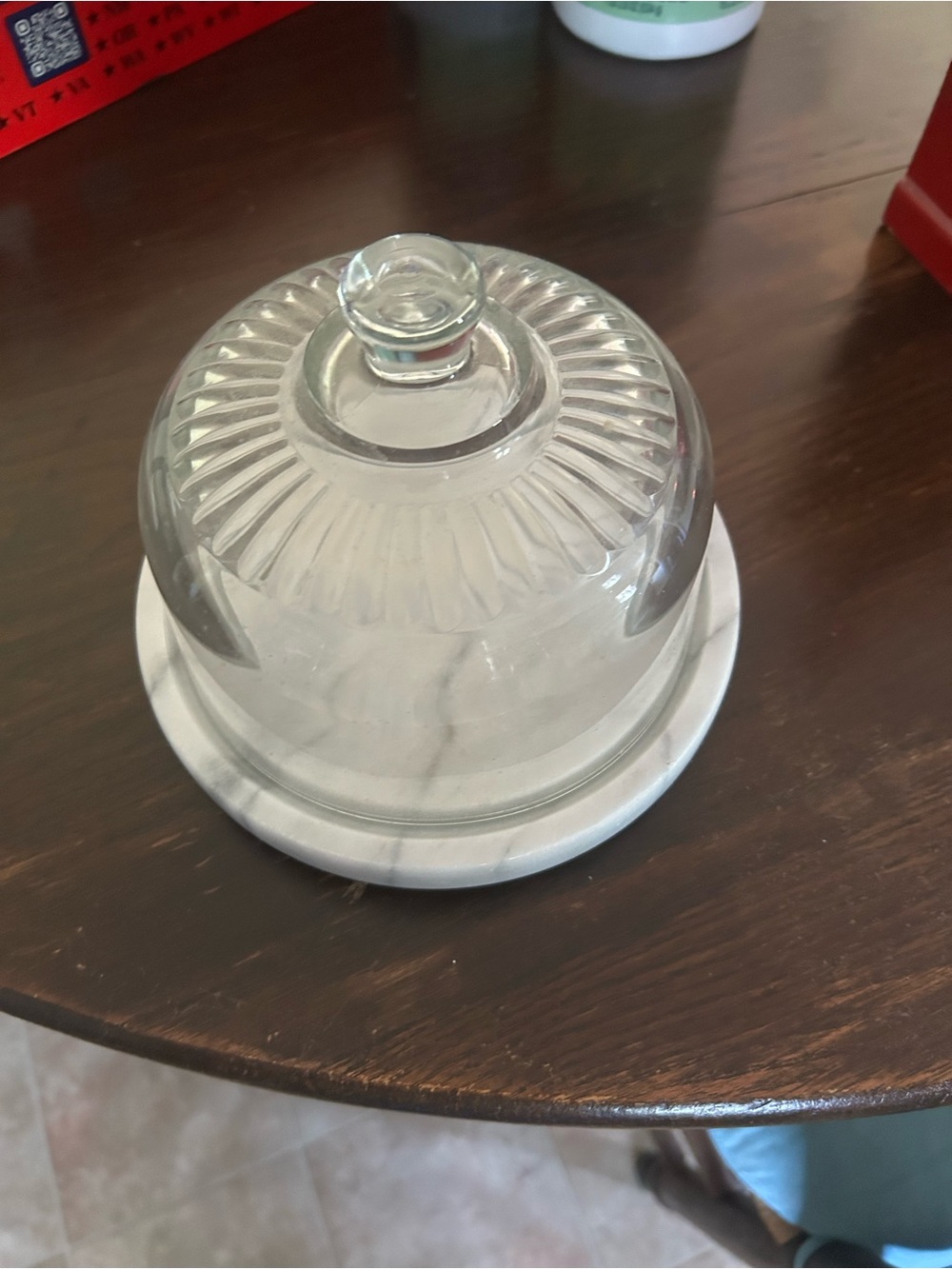 Vintage Marble Cheese Platter with Dome Lid